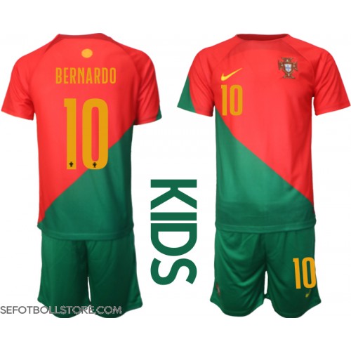Portugal Bernardo Silva #10 Replika babykläder Hemmaställ Barn VM 2022 Kortärmad (+ korta byxor)